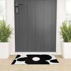 One Large Black Retro Flower White Background #decor #society6 #buyart Welcome Mat Gallery Image 3