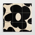 One Large Black Retro Flower White Background #decor #society6 #buyart Wood Wall Art Gallery Image 1