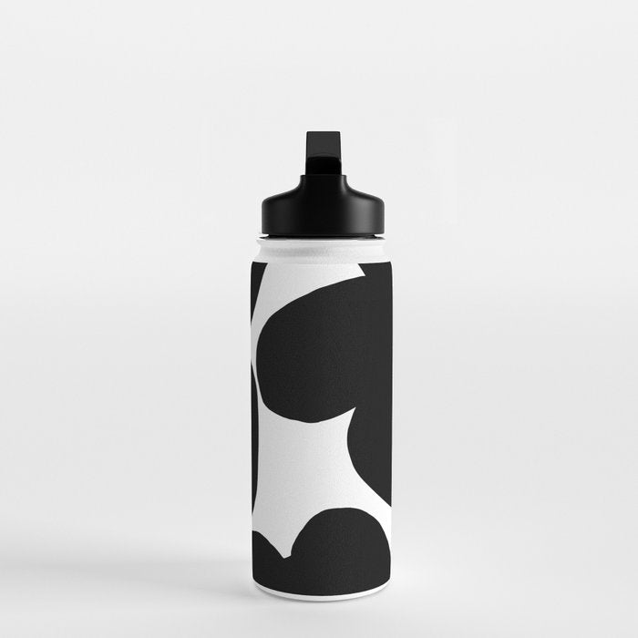 One Large Black Retro Flower White Background #decor #society6 #buyart Water Bottle Gallery Image 3