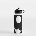 One Large Black Retro Flower White Background #decor #society6 #buyart Water Bottle Gallery Image 1