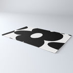 One Large Black Retro Flower White Background #decor #society6 #buyart Rug Gallery Image 3
