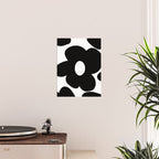 One Large Black Retro Flower White Background #decor #society6 #buyart Poster Gallery Image 2