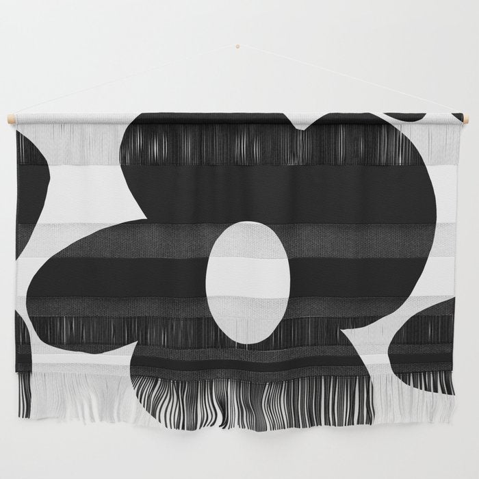 One Large Black Retro Flower White Background #decor #society6 #buyart Wall Hanging Gallery Image 1