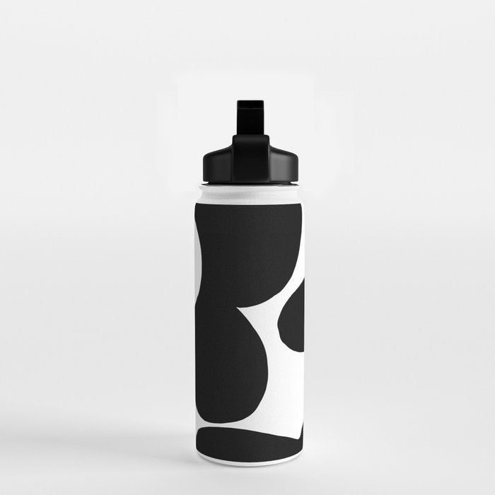 One Large Black Retro Flower White Background #decor #society6 #buyart Water Bottle Gallery Image 2