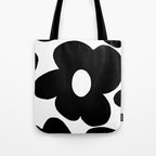 One Large Black Retro Flower White Background #decor #society6 #buyart Tote Bag Gallery Image 1