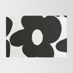 One Large Black Retro Flower White Background #decor #society6 #buyart Rug Gallery Image 2
