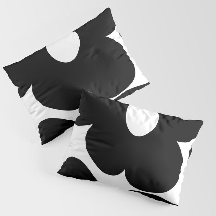 One Large Black Retro Flower White Background #decor #society6 #buyart Pillow Sham Gallery Image 3