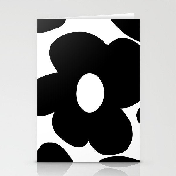 One Large Black Retro Flower White Background #decor #society6 #buyart Stationery Card Gallery Image 2