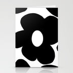 One Large Black Retro Flower White Background #decor #society6 #buyart Stationery Card Gallery Image 2