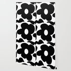 One Large Black Retro Flower White Background #decor #society6 #buyart Wallpaper Gallery Image 2