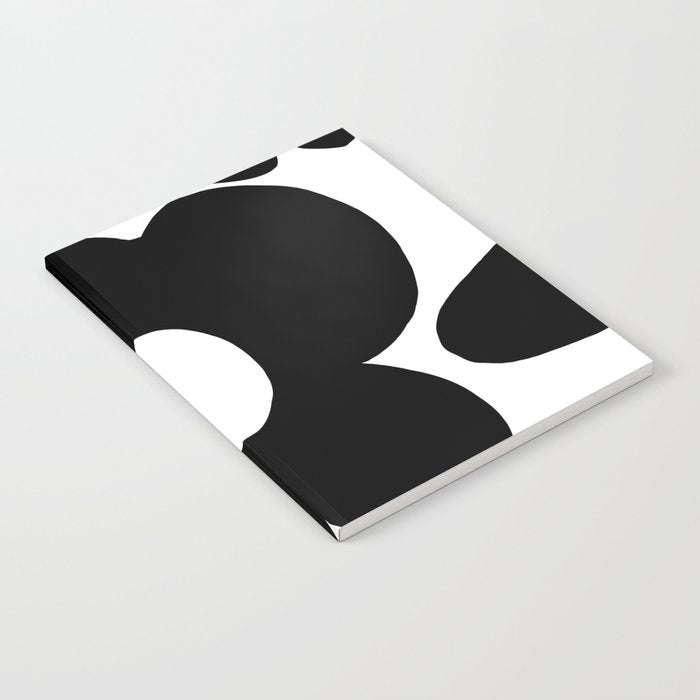 One Large Black Retro Flower White Background #decor #society6 #buyart Notebook Gallery Image 1