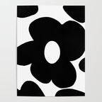 One Large Black Retro Flower White Background #decor #society6 #buyart Poster Gallery Image 4