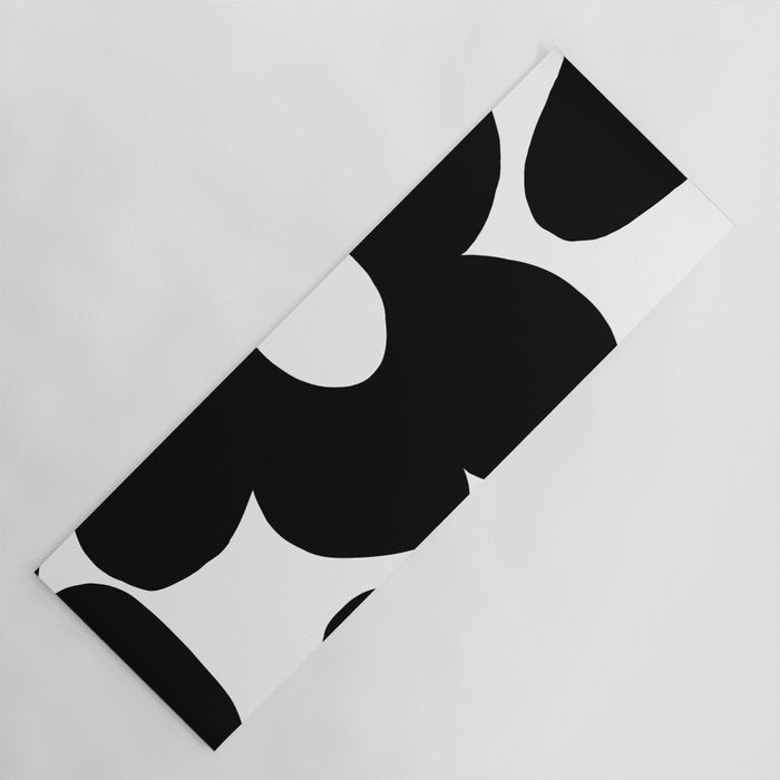 One Large Black Retro Flower White Background #decor #society6 #buyart Yoga Mat Gallery Image 1
