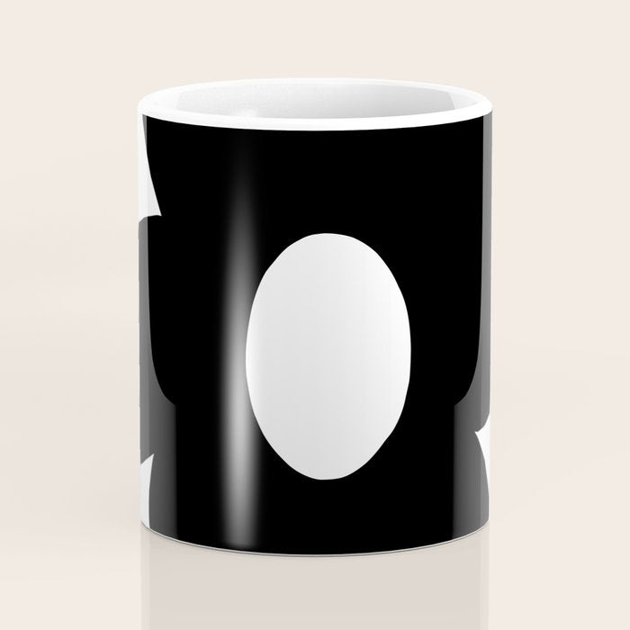 One Large Black Retro Flower White Background #decor #society6 #buyart Coffee Mug Gallery Image 4