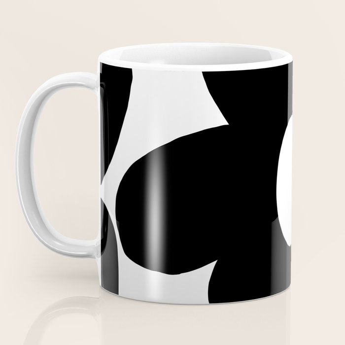 One Large Black Retro Flower White Background #decor #society6 #buyart Coffee Mug Gallery Image 3