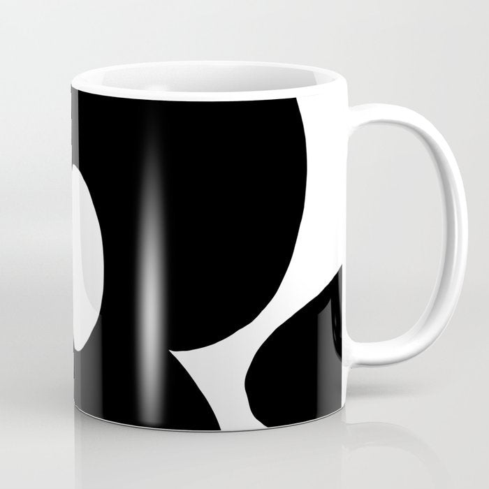 One Large Black Retro Flower White Background #decor #society6 #buyart Coffee Mug Gallery Image 1