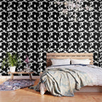 One Large Black Retro Flower White Background #decor #society6 #buyart Wallpaper Gallery Image 3