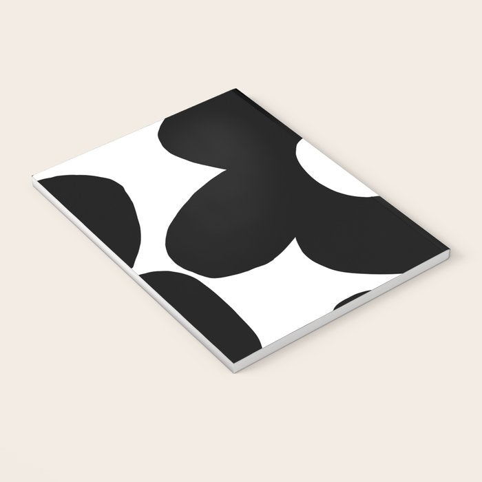 One Large Black Retro Flower White Background #decor #society6 #buyart Notebook Gallery Image 3