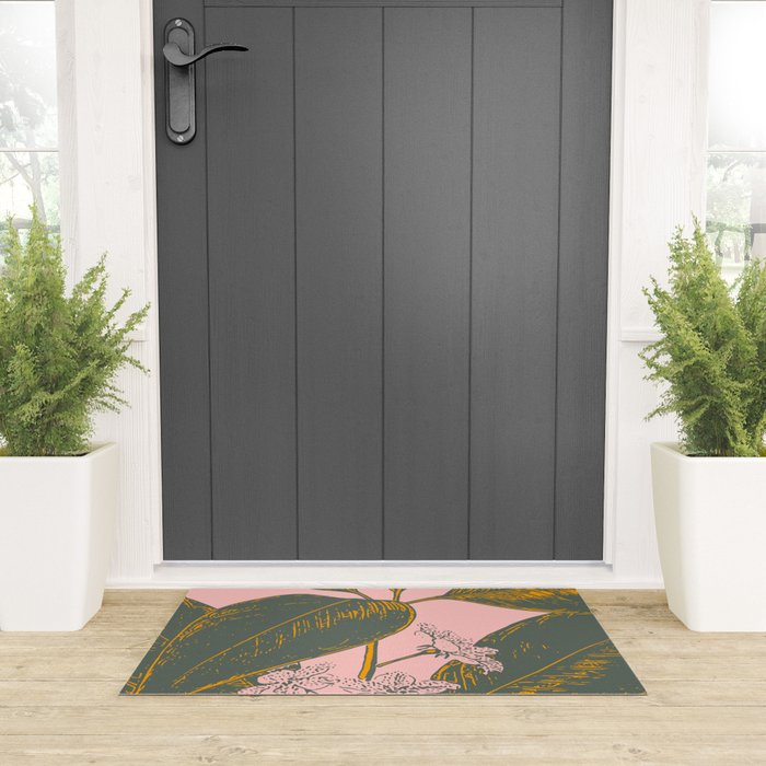 Modern Botanical Banana Leaf Welcome Mat Gallery Image 3