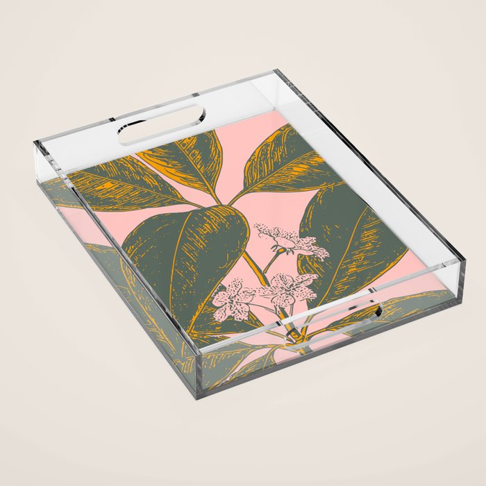 Modern Botanical Banana Leaf Acrylic Tray Gallery Image 1