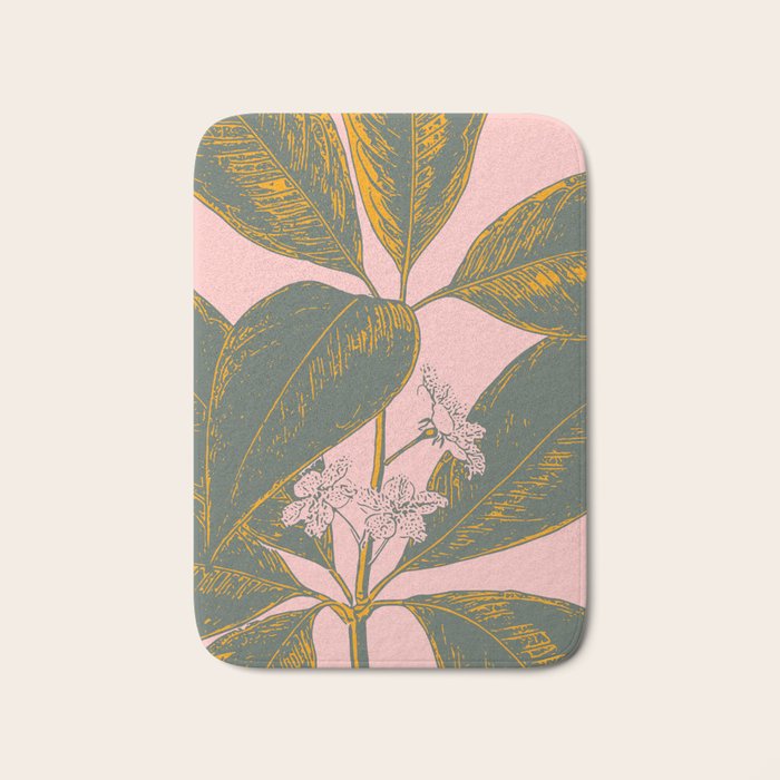 Modern Botanical Banana Leaf Bath Mat Gallery Image 1