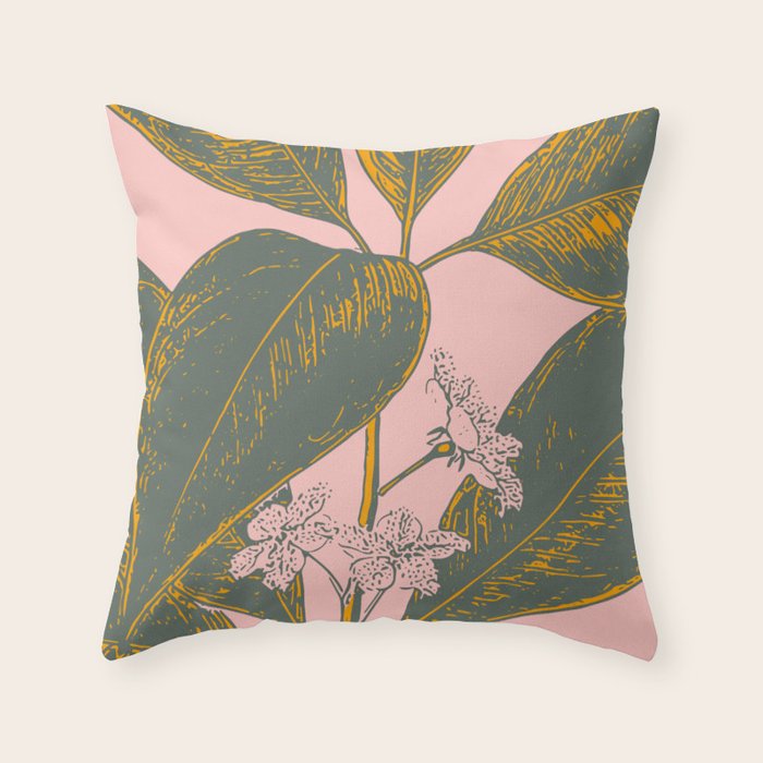 Modern Botanical Banana Leaf Throw Pillow Gallery Image 1