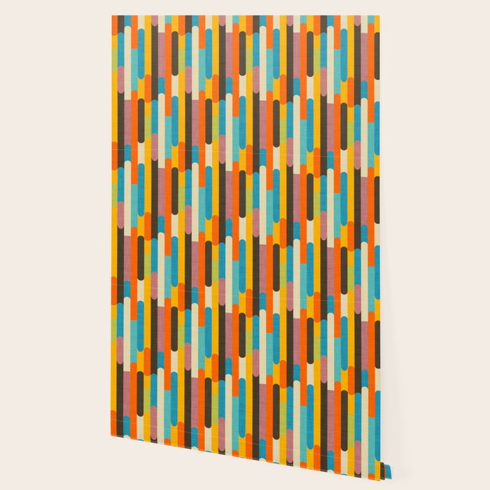 Retro Color Block Popsicle Sticks Orange Wallpaper Gallery Image 2