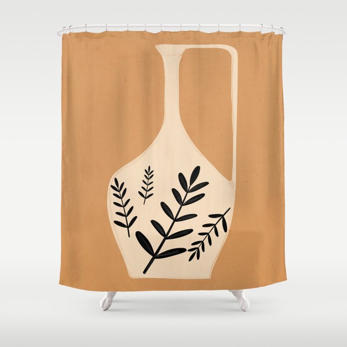 Minimal Abstract Art Vase Shower Curtain Gallery Image 1