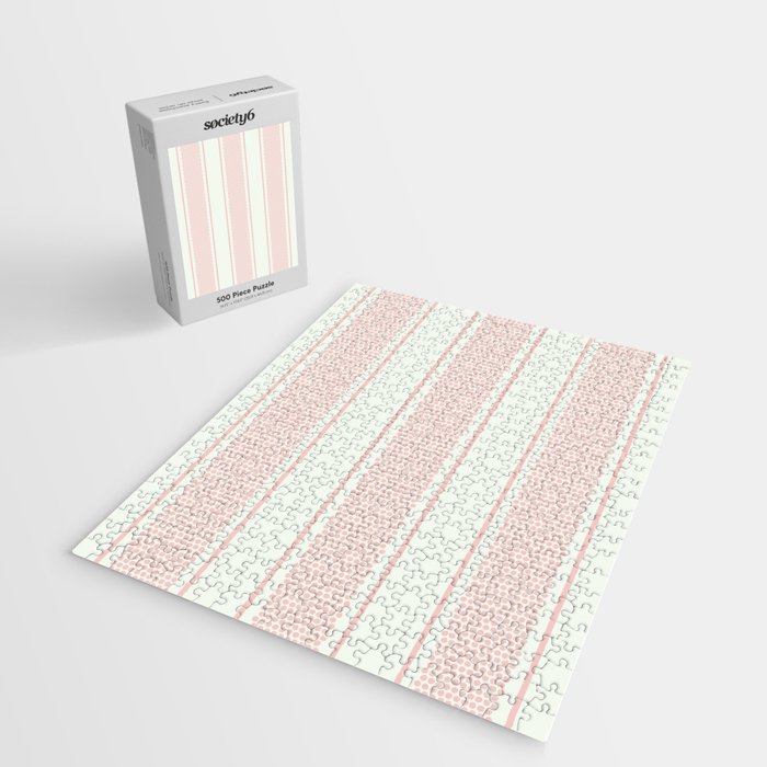 Vintage pastel pink stripes pattern Jigsaw Puzzle Gallery Image 2