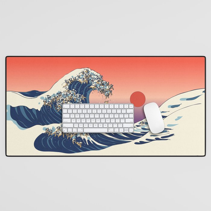 The Great Wave of Pug Desk Mat Gallery Image 1