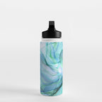 Aqua Turquoise Teal Abstract Ink Painting Water Bottle Gallery Image 3