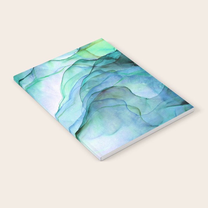 Aqua Turquoise Teal Abstract Ink Painting Notebook Gallery Image 2