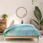 Aqua Turquoise Teal Abstract Ink Painting Comforter Gallery Image 3