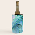 Aqua Turquoise Teal Abstract Ink Painting Wine Chiller Gallery Image 3
