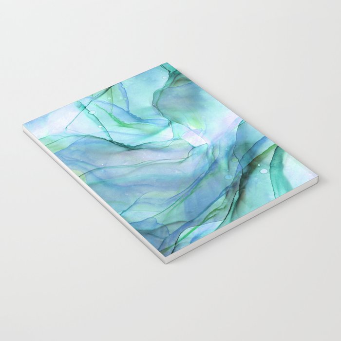 Aqua Turquoise Teal Abstract Ink Painting Notebook Gallery Image 3