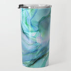 Aqua Turquoise Teal Abstract Ink Painting Travel Mug Gallery Image 3