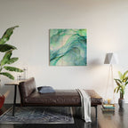 Aqua Turquoise Teal Abstract Ink Painting Wood Wall Art Gallery Image 2