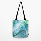 Aqua Turquoise Teal Abstract Ink Painting Tote Bag Gallery Image 2
