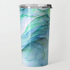 Aqua Turquoise Teal Abstract Ink Painting Travel Mug Gallery Image 2