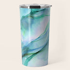 Aqua Turquoise Teal Abstract Ink Painting Travel Mug Gallery Image 1