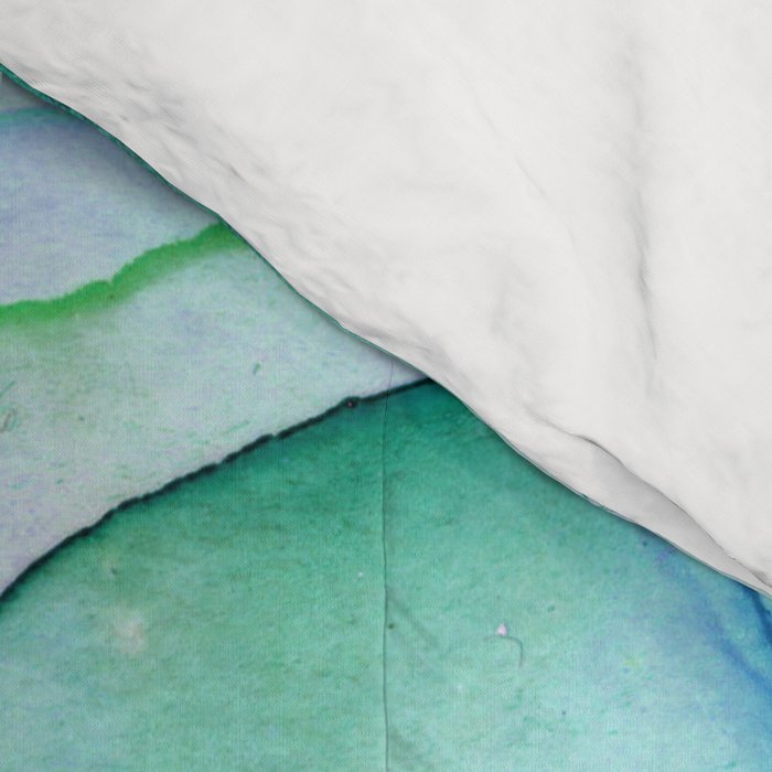 Aqua Turquoise Teal Abstract Ink Painting Comforter Gallery Image 4