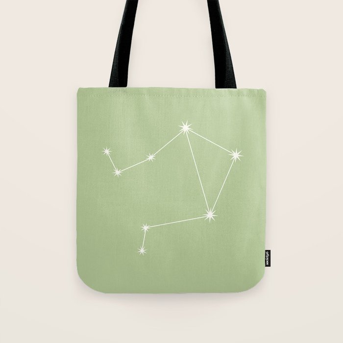 Libra Zodiac Star Constellation Line Art Soft Green Tote Bag Gallery Image 1