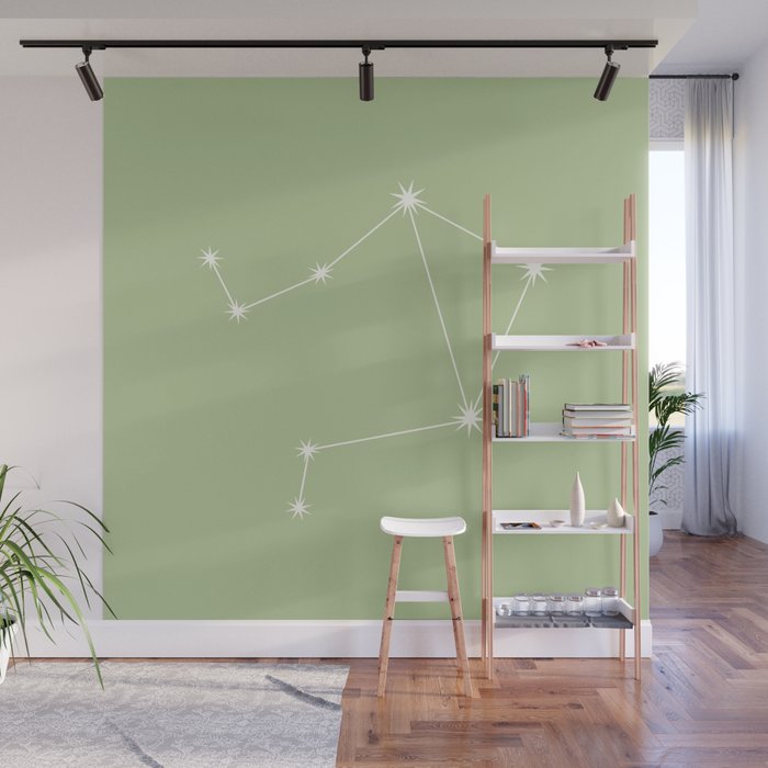 Libra Zodiac Star Constellation Line Art Soft Green Wall Mural Gallery Image 1