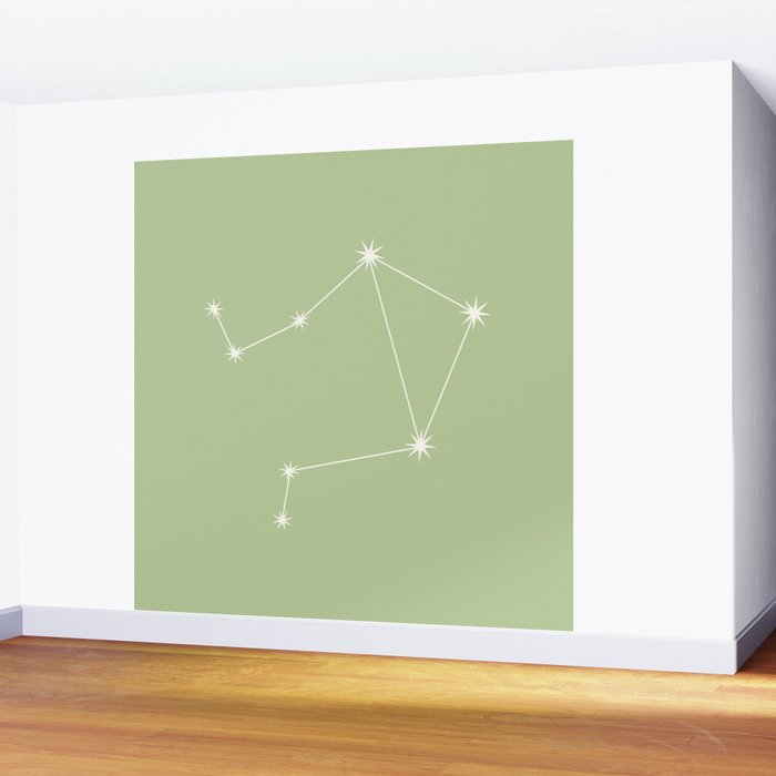 Libra Zodiac Star Constellation Line Art Soft Green Wall Mural Gallery Image 2