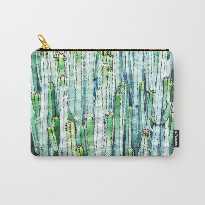 Lost Cactus, Watercolor Nature Painting, Botanical Neutral Illustration Minimal Drawing Jungle Carry All Pouch Gallery Image 1