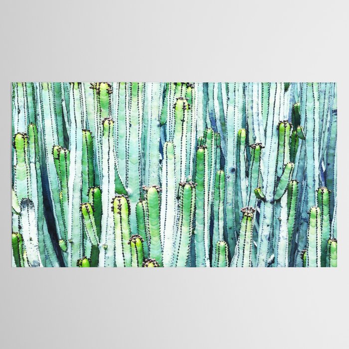 Lost Cactus, Watercolor Nature Painting, Botanical Neutral Illustration Minimal Drawing Jungle Tablecloth Gallery Image 2