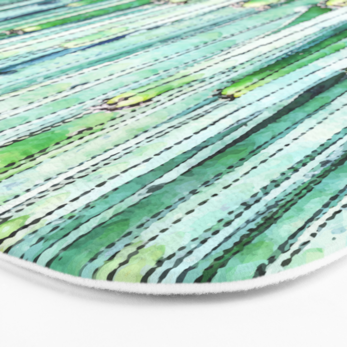 Lost Cactus, Watercolor Nature Painting, Botanical Neutral Illustration Minimal Drawing Jungle Bath Mat Gallery Image 3