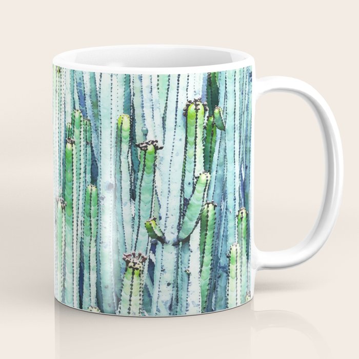 Lost Cactus, Watercolor Nature Painting, Botanical Neutral Illustration Minimal Drawing Jungle Coffee Mug Gallery Image 1
