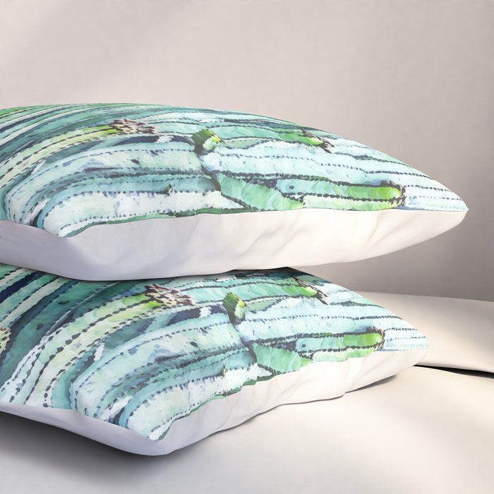 Lost Cactus, Watercolor Nature Painting, Botanical Neutral Illustration Minimal Drawing Jungle Pillow Sham Gallery Image 3