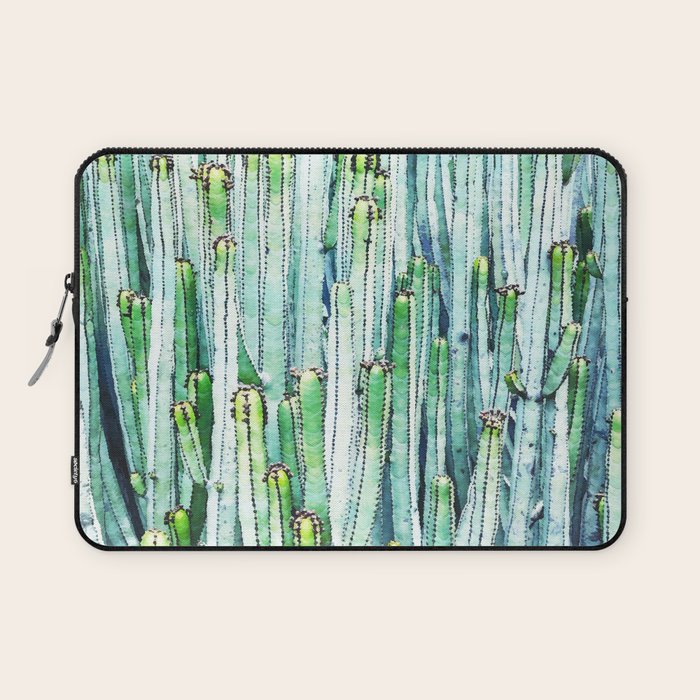 Lost Cactus, Watercolor Nature Painting, Botanical Neutral Illustration Minimal Drawing Jungle Laptop Sleeve Gallery Image 1